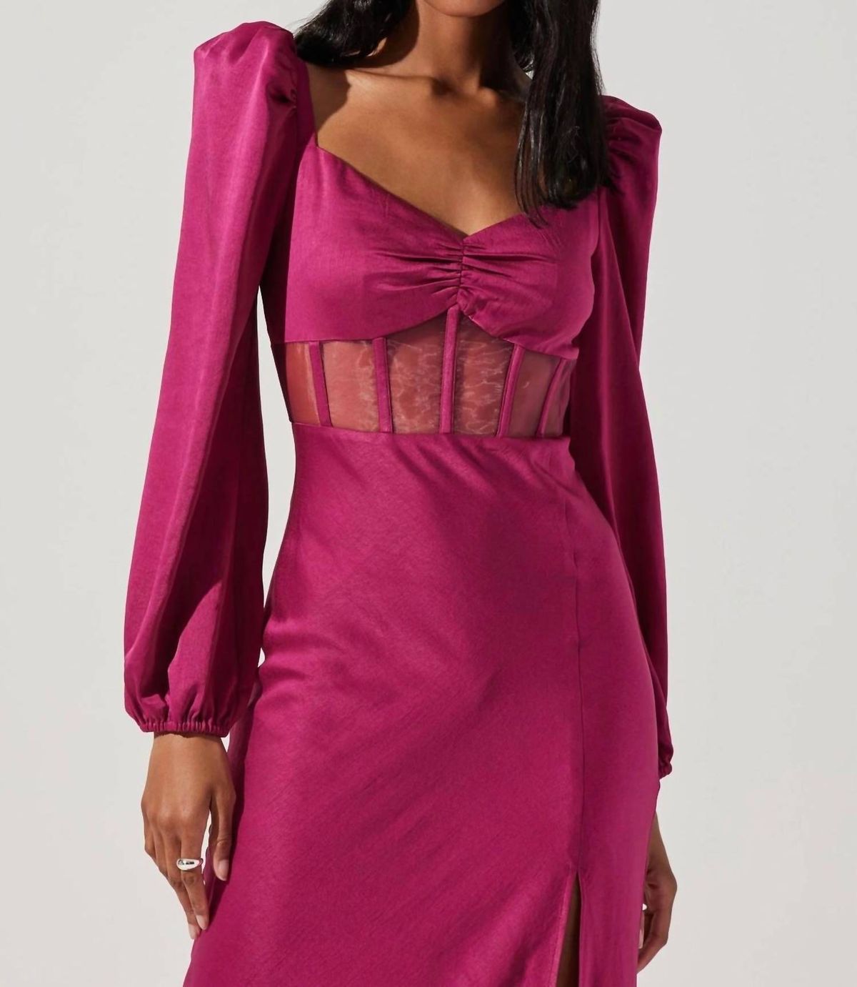 Style 1-2897974905-2696 ASTR Size L Long Sleeve Sheer Hot Pink Cocktail Dress on Queenly