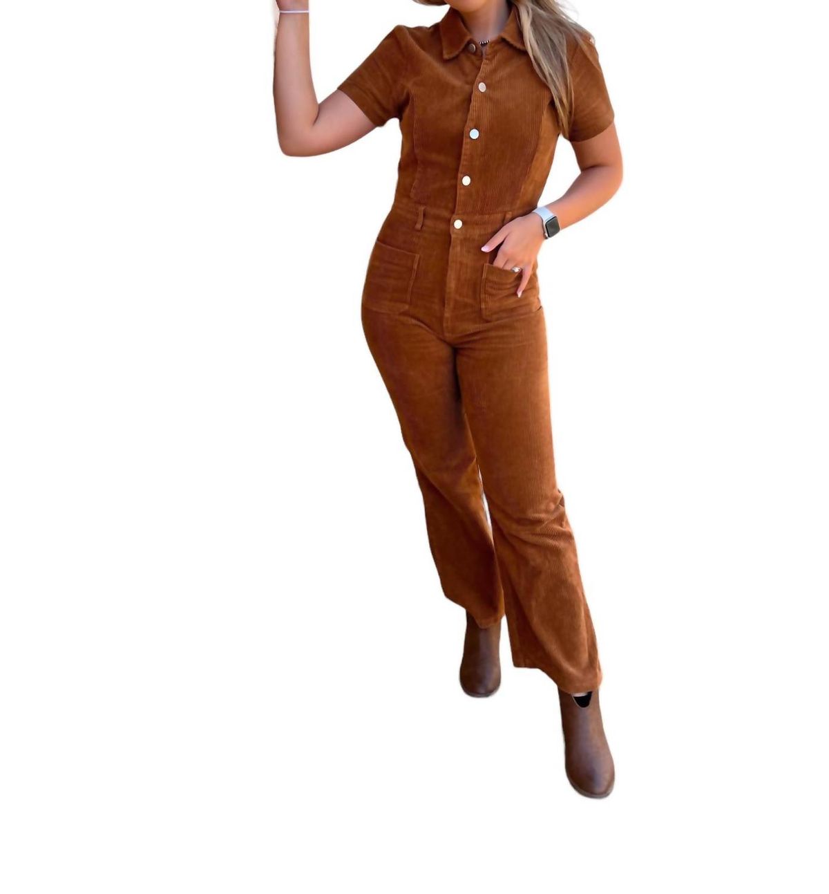 Style 1-3669097819-2791 day + moon Size L Brown Formal Jumpsuit on Queenly
