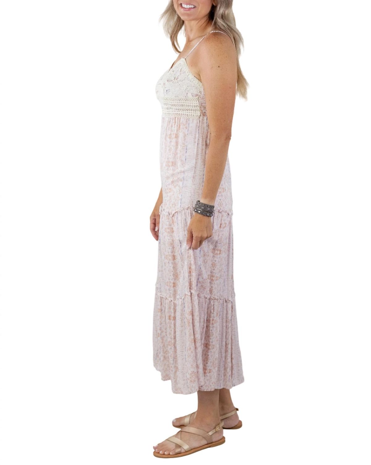 Style 1-3678350001-2791 Timing Size L Lace Pink Floor Length Maxi on Queenly