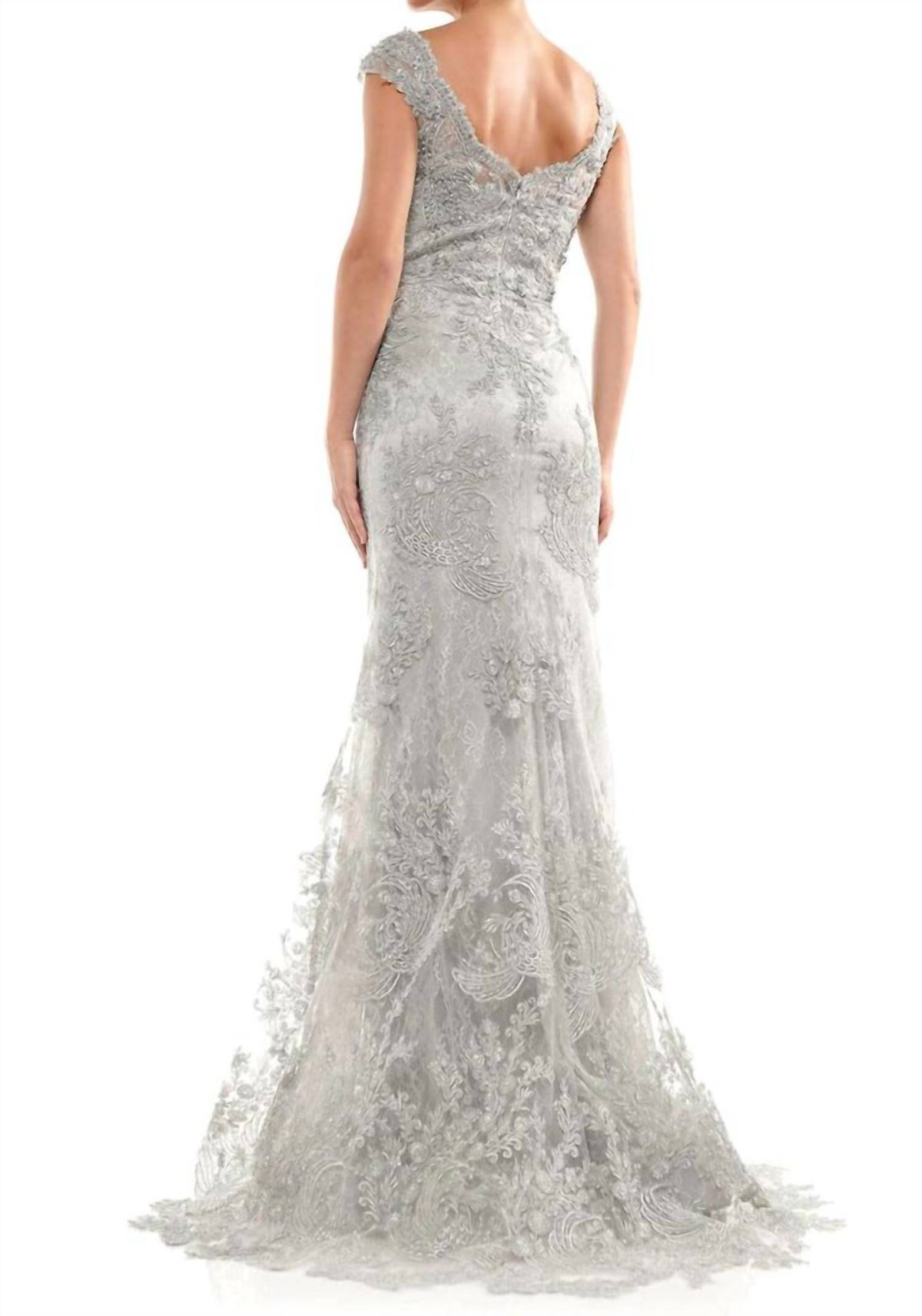 Style 1-3729544417-238 Marsoni by Colors Size 12 Silver Floor Length Maxi on Queenly