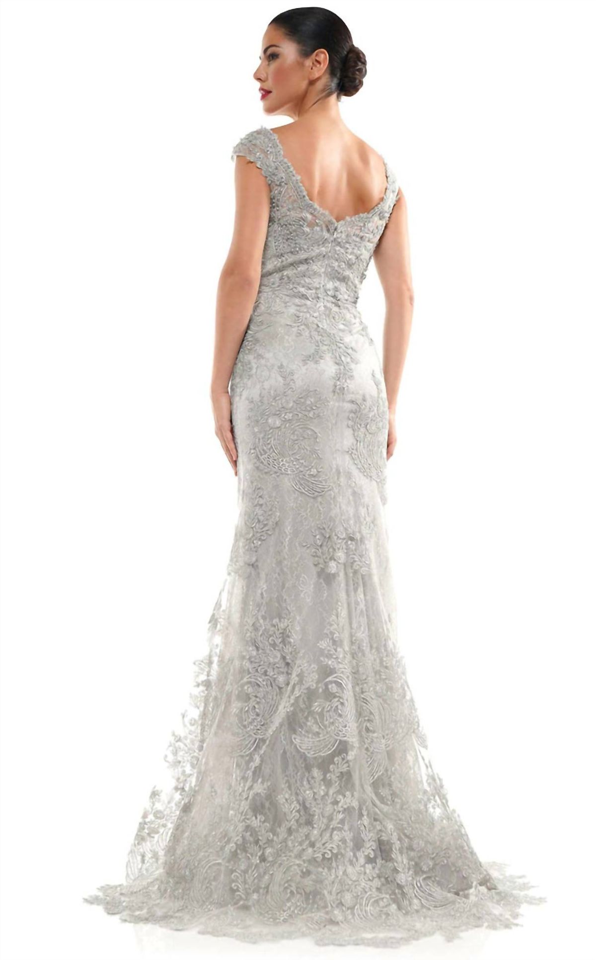 Style 1-3729544417-238 Marsoni by Colors Size 12 Silver Floor Length Maxi on Queenly