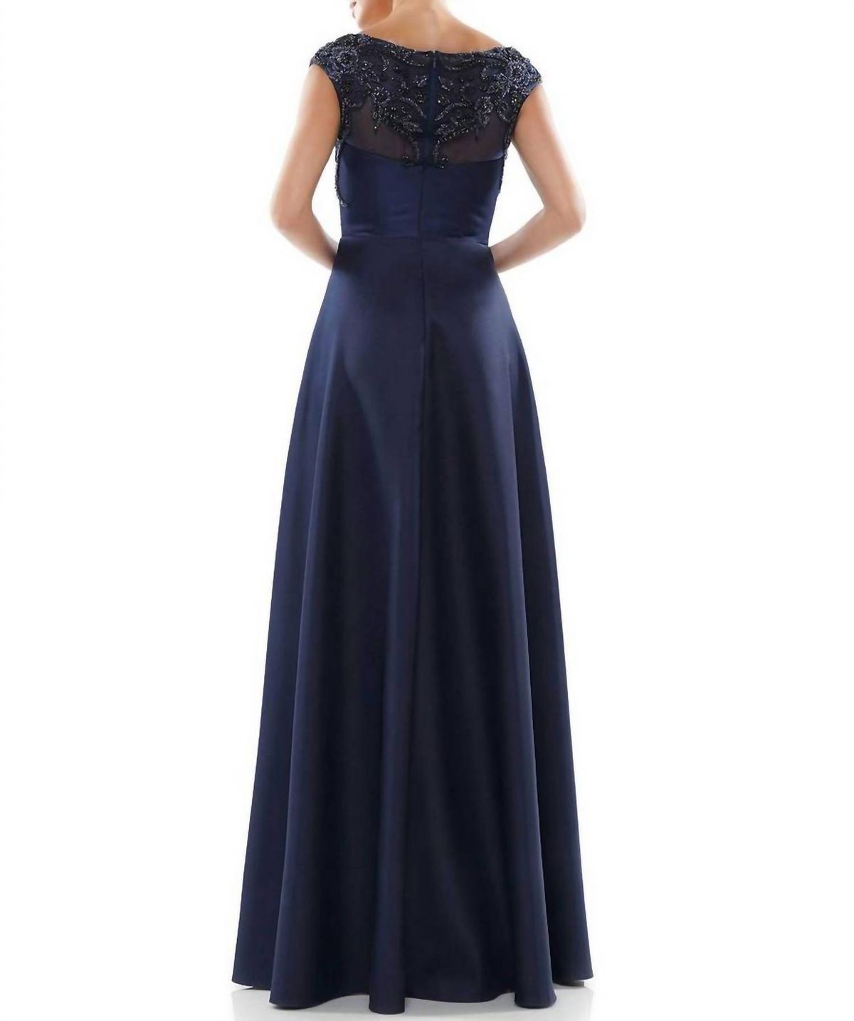 Style 1-412962733-98 Marsoni by Colors Size 10 Cap Sleeve Navy Blue Floor Length Maxi on Queenly