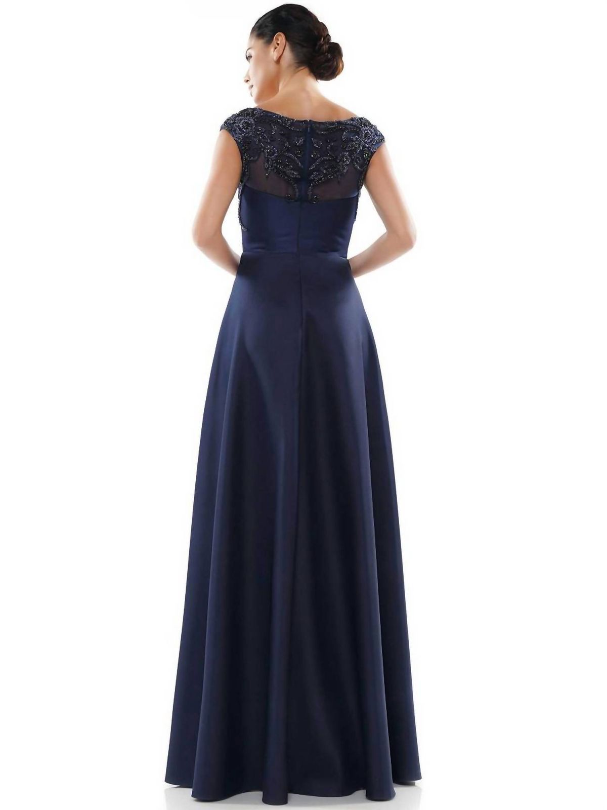 Style 1-412962733-98 Marsoni by Colors Size 10 Cap Sleeve Navy Blue Floor Length Maxi on Queenly