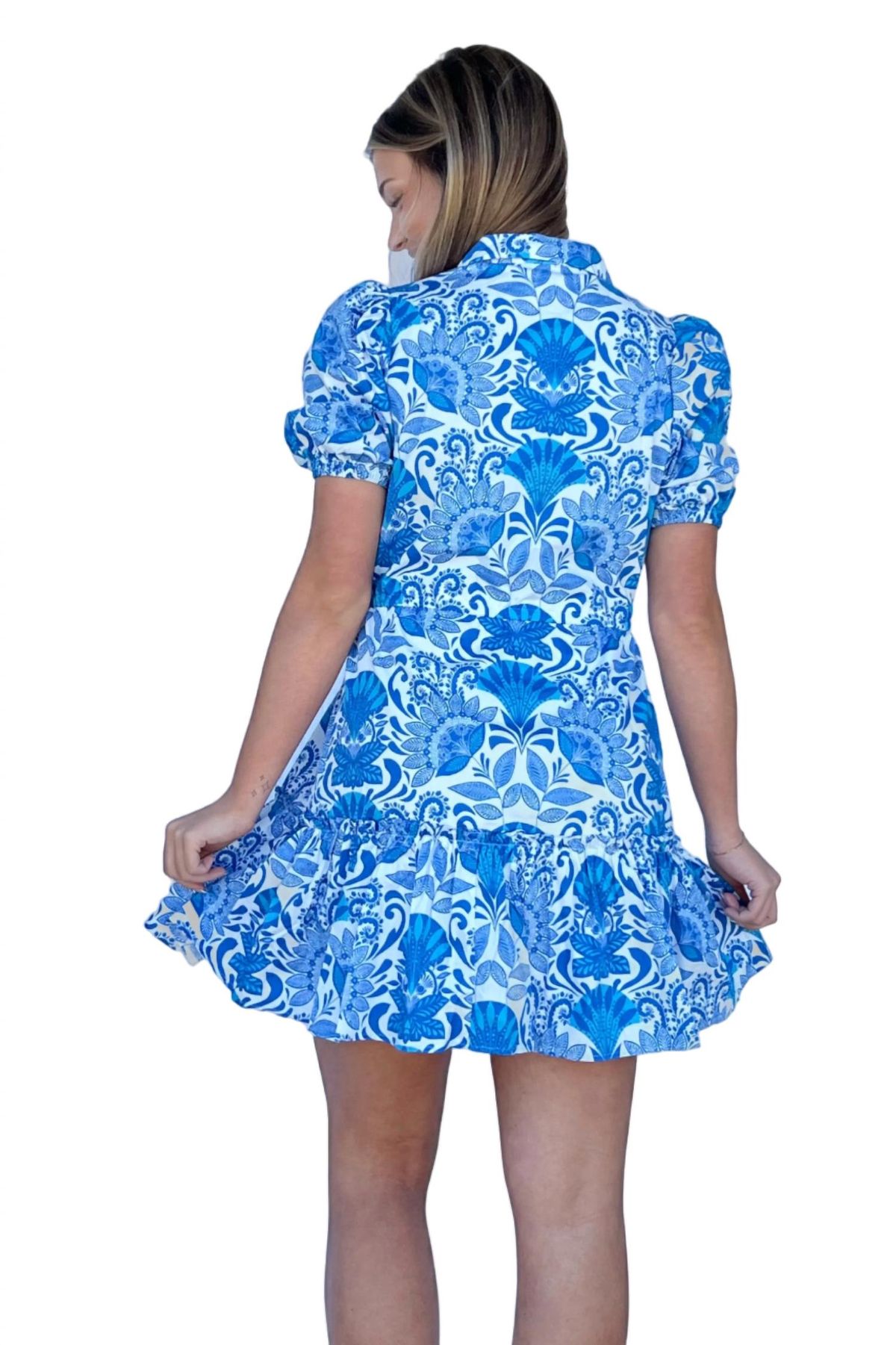 Style 1-4172465909-2790 SUGARLIPS Size L Floral Blue Cocktail Dress on Queenly