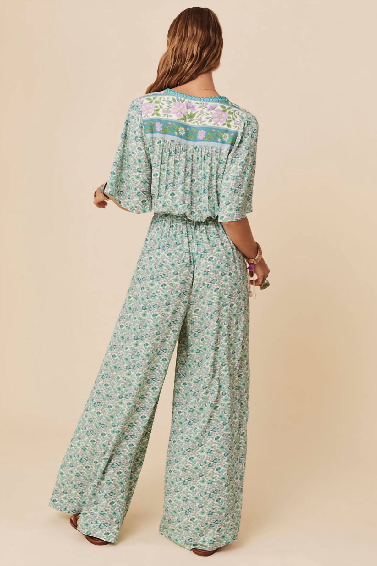 Style 1-490011074-2901 SPELL Size M Floral Green Formal Jumpsuit on Queenly
