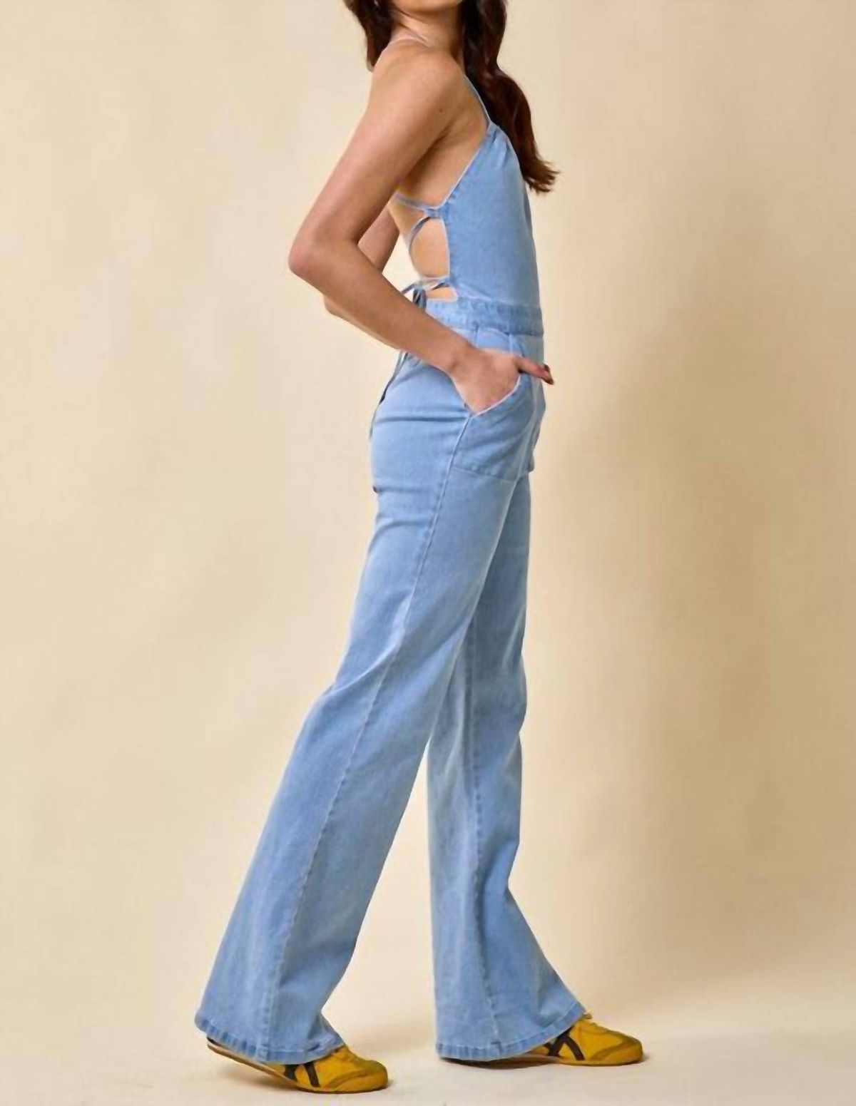 Style 1-901968524-2791 Blue Blush Size L Halter Lace Blue Formal Jumpsuit on Queenly