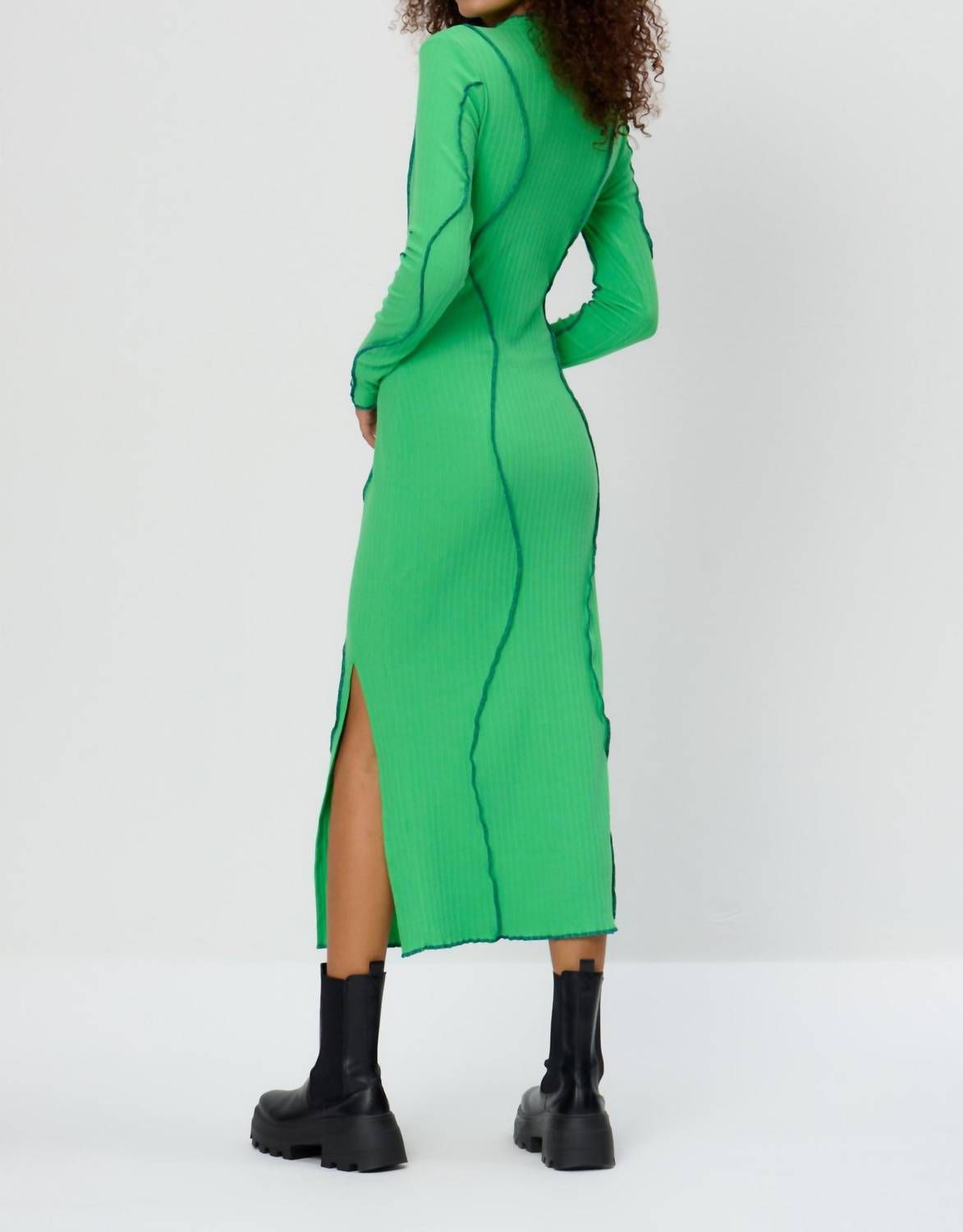 Style 1-95181668-2901 ANOTHER GIRL Size M Long Sleeve Green Side Slit Dress on Queenly