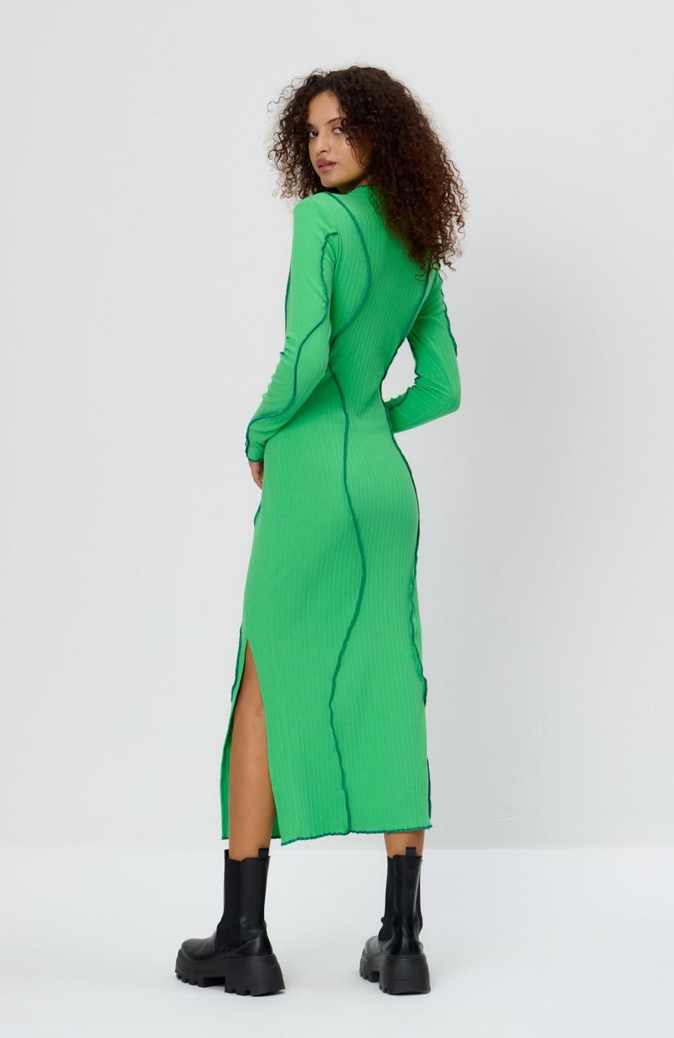 Style 1-95181668-2901 ANOTHER GIRL Size M Long Sleeve Green Side Slit Dress on Queenly