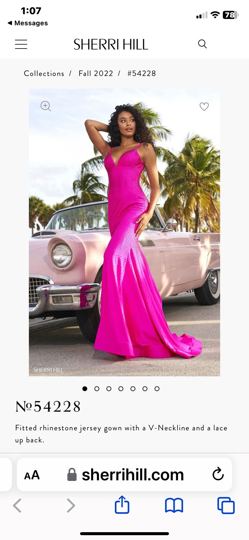Style 54288 Sherri Hill Size 6 Prom Plunge Pink Mermaid Dress on Queenly