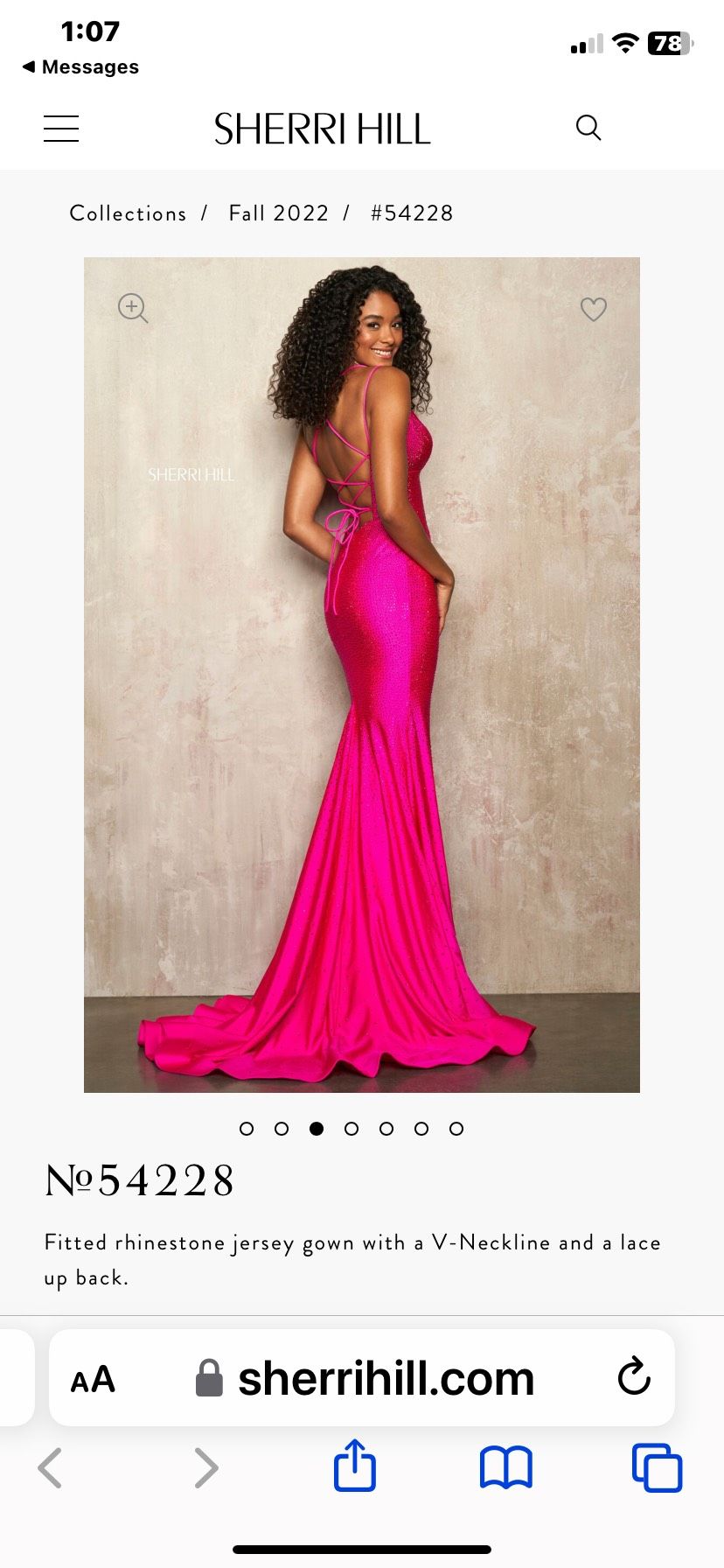 Style 54288 Sherri Hill Size 6 Prom Plunge Pink Mermaid Dress on Queenly