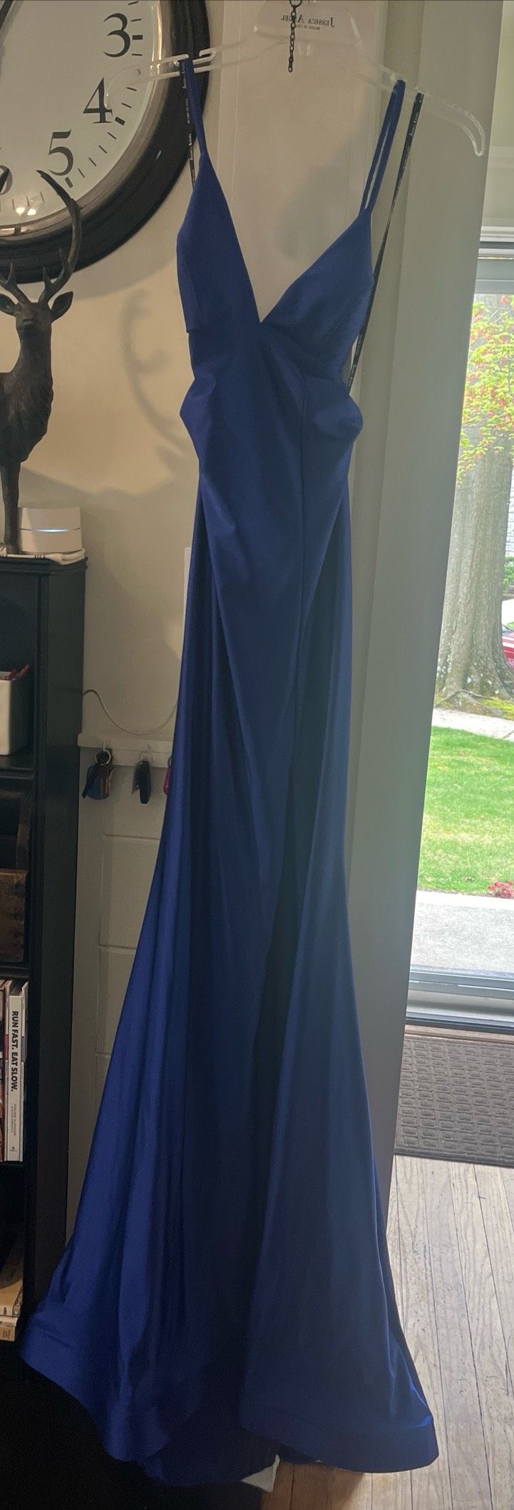 Style 844 Jessica Angel Size S Prom Plunge Blue Mermaid Dress on Queenly