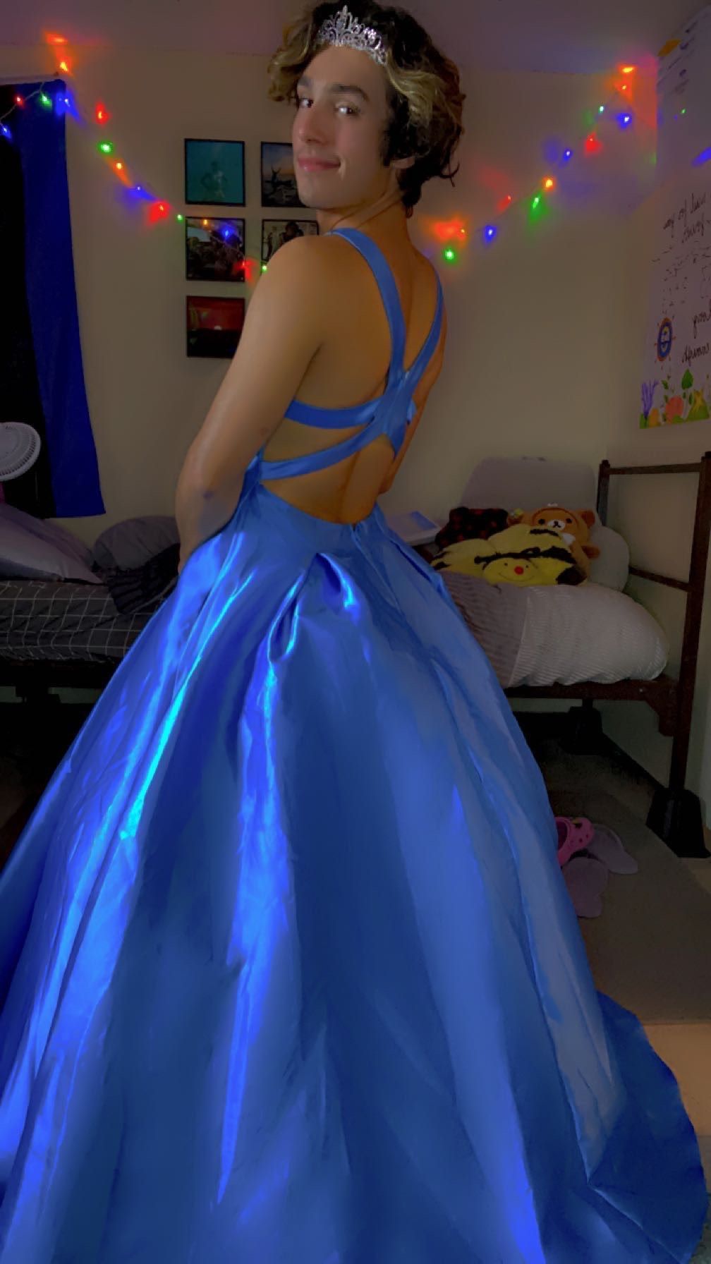 B. Darlin Size 8 Prom Plunge Blue Ball Gown on Queenly