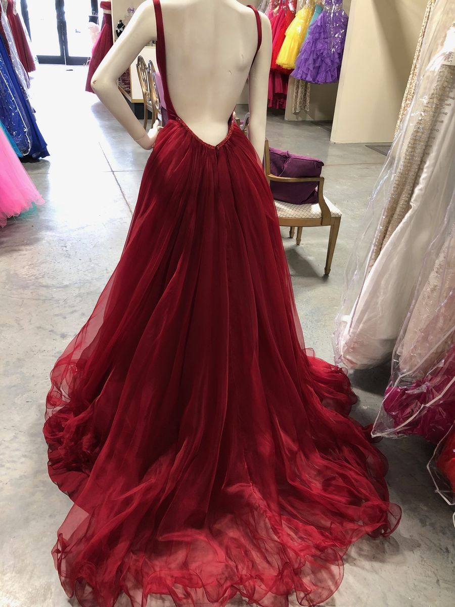 Sherri Hill Size 6 Prom Plunge Red Mermaid Dress on Queenly