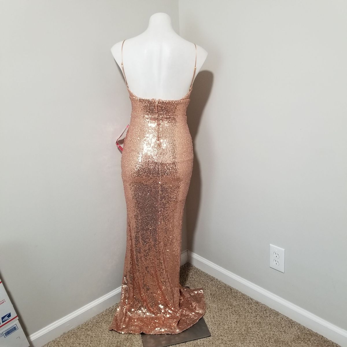 Style Rose Gold B. Smart Size 4 Prom Rose Gold Side Slit Dress on Queenly