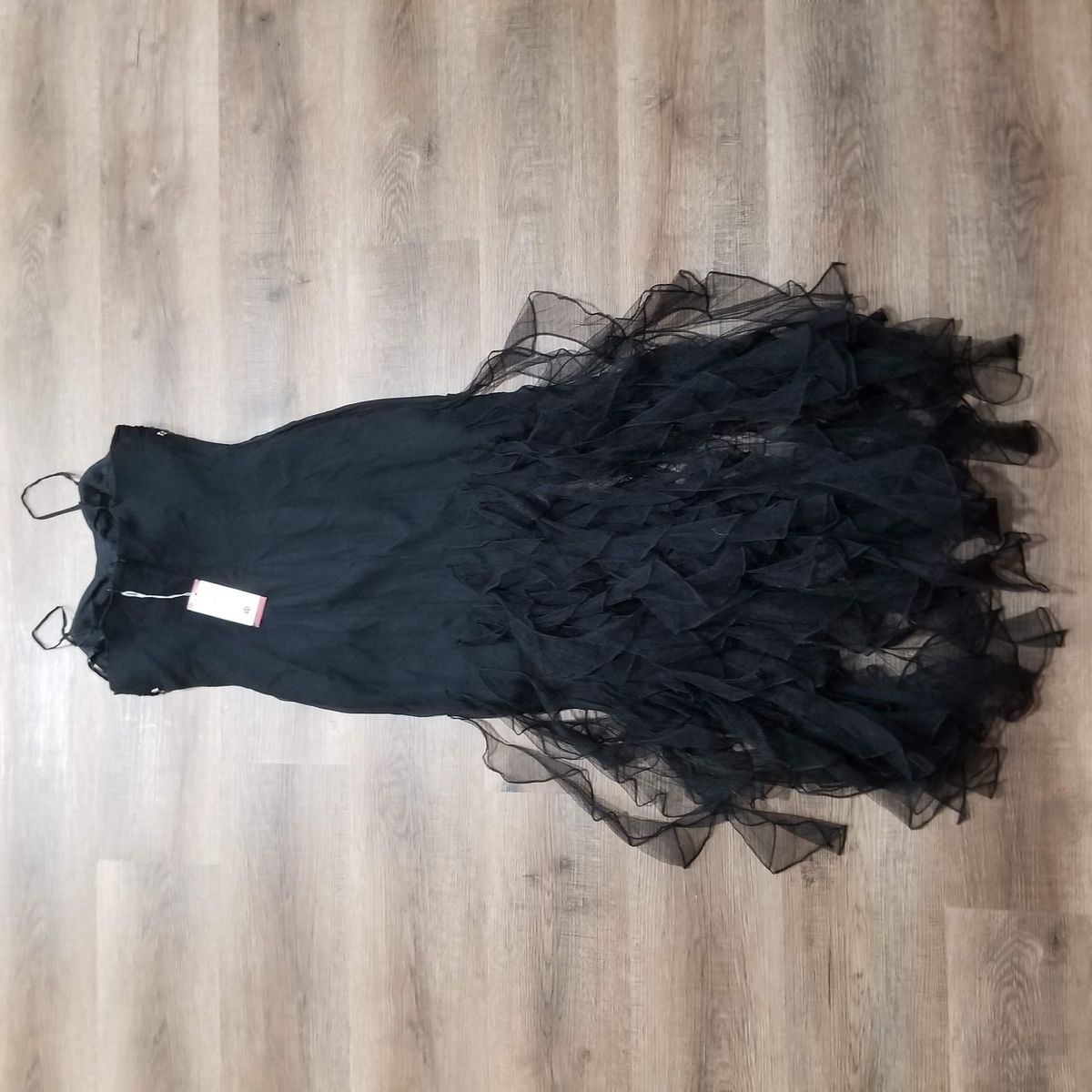 Style Vintage La Femme Size 6 Satin Black Mermaid Dress on Queenly