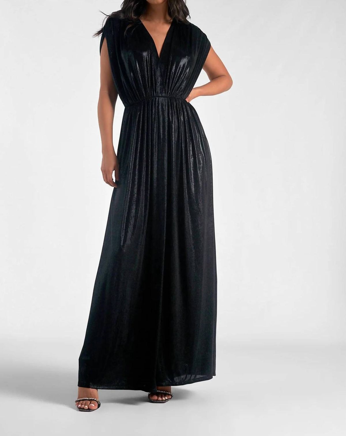 Style 1-1904002267-2696 ELAN Size L Black Side Slit Dress on Queenly