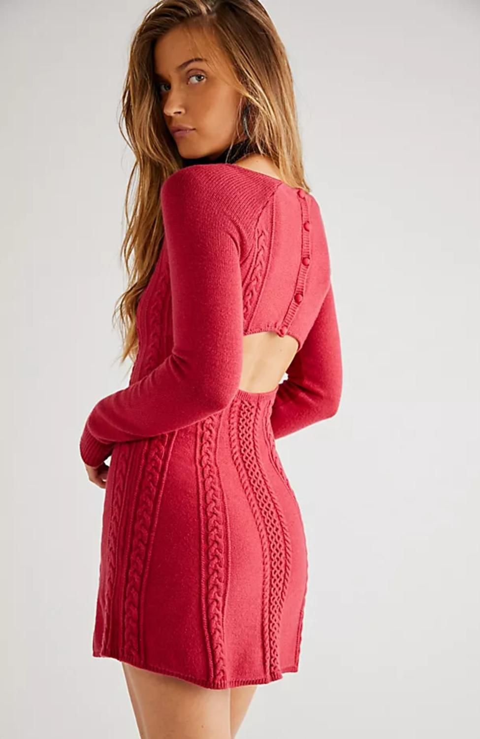 Style 1-2039129050-2901 Free People Size M Long Sleeve Red Cocktail Dress on Queenly