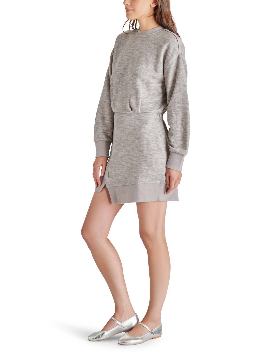 Style 1-2142196701-2791 STEVE MADDEN Size L Long Sleeve Gray Cocktail Dress on Queenly
