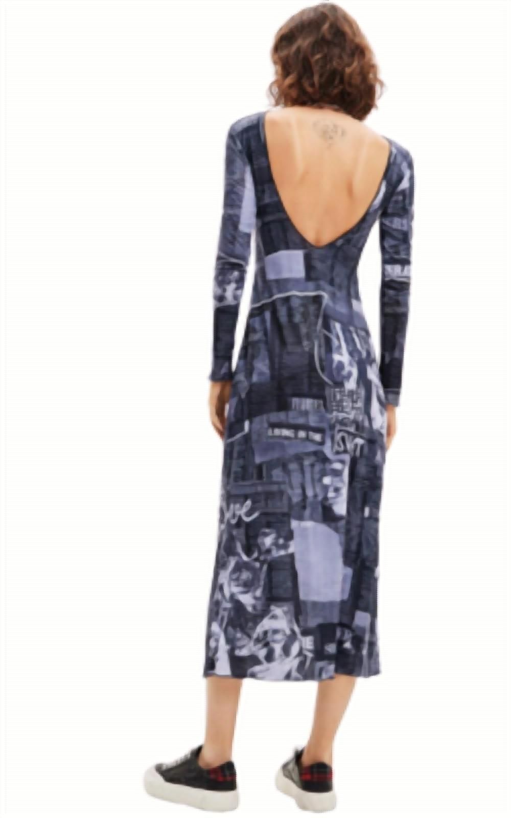 Style 1-2146051498-2901 Desigual Size M Plunge Gray Cocktail Dress on Queenly