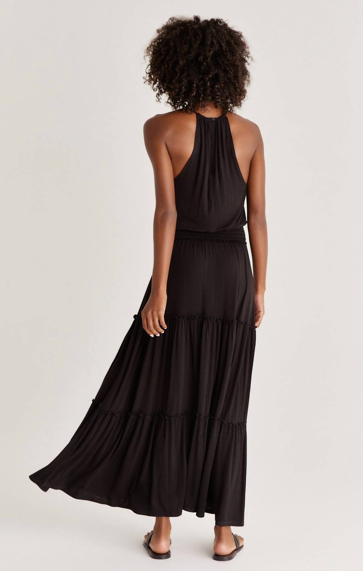 Style 1-2229454165-2793 Z Supply Size L Halter Black Floor Length Maxi on Queenly