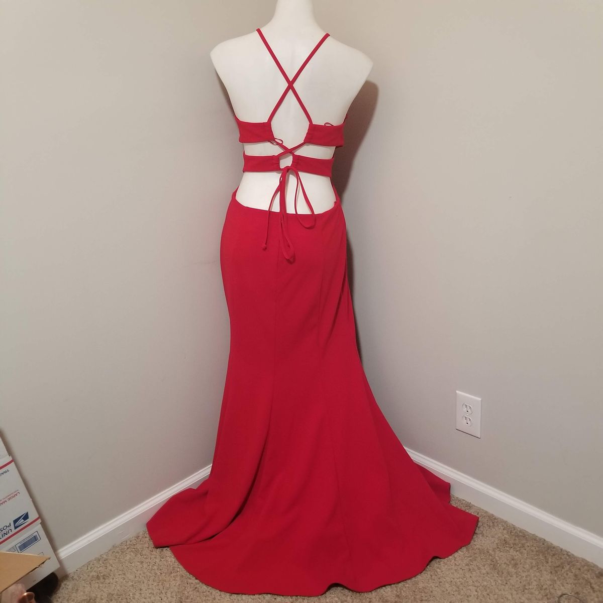 Morgan and Co Size 12 Red Mermaid Dress on Queenly
