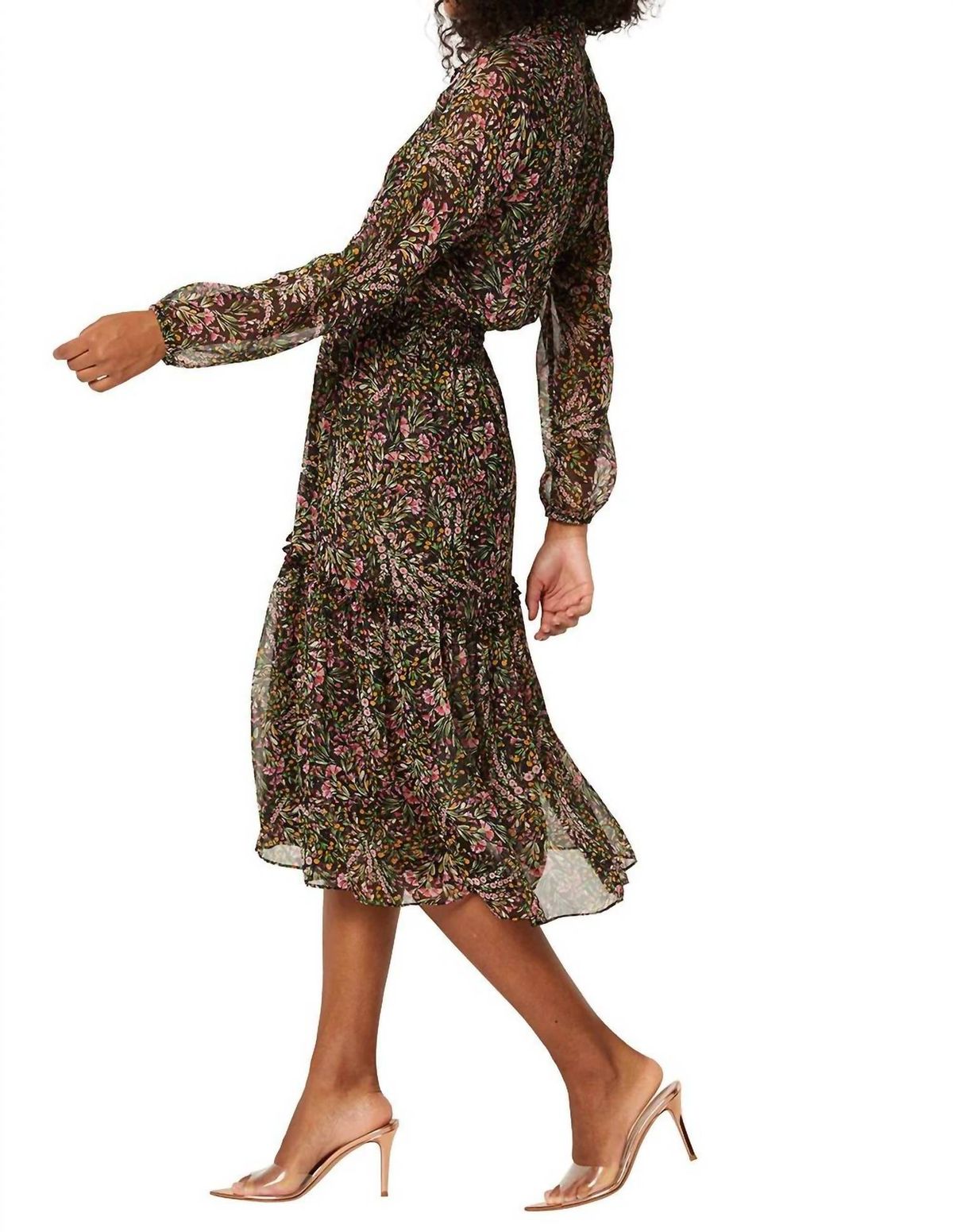 Style 1-2732662520-3855 Misa Los Angeles Size XS Long Sleeve Floral Black Cocktail Dress on Queenly