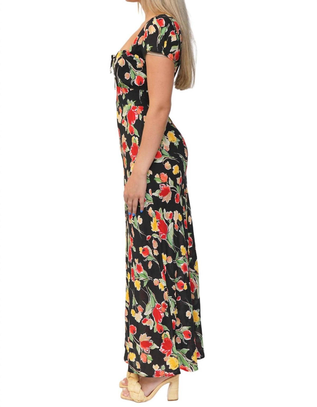 Style 1-2784266598-3852 RIXO Size XS Cap Sleeve Floral Black Cocktail Dress on Queenly