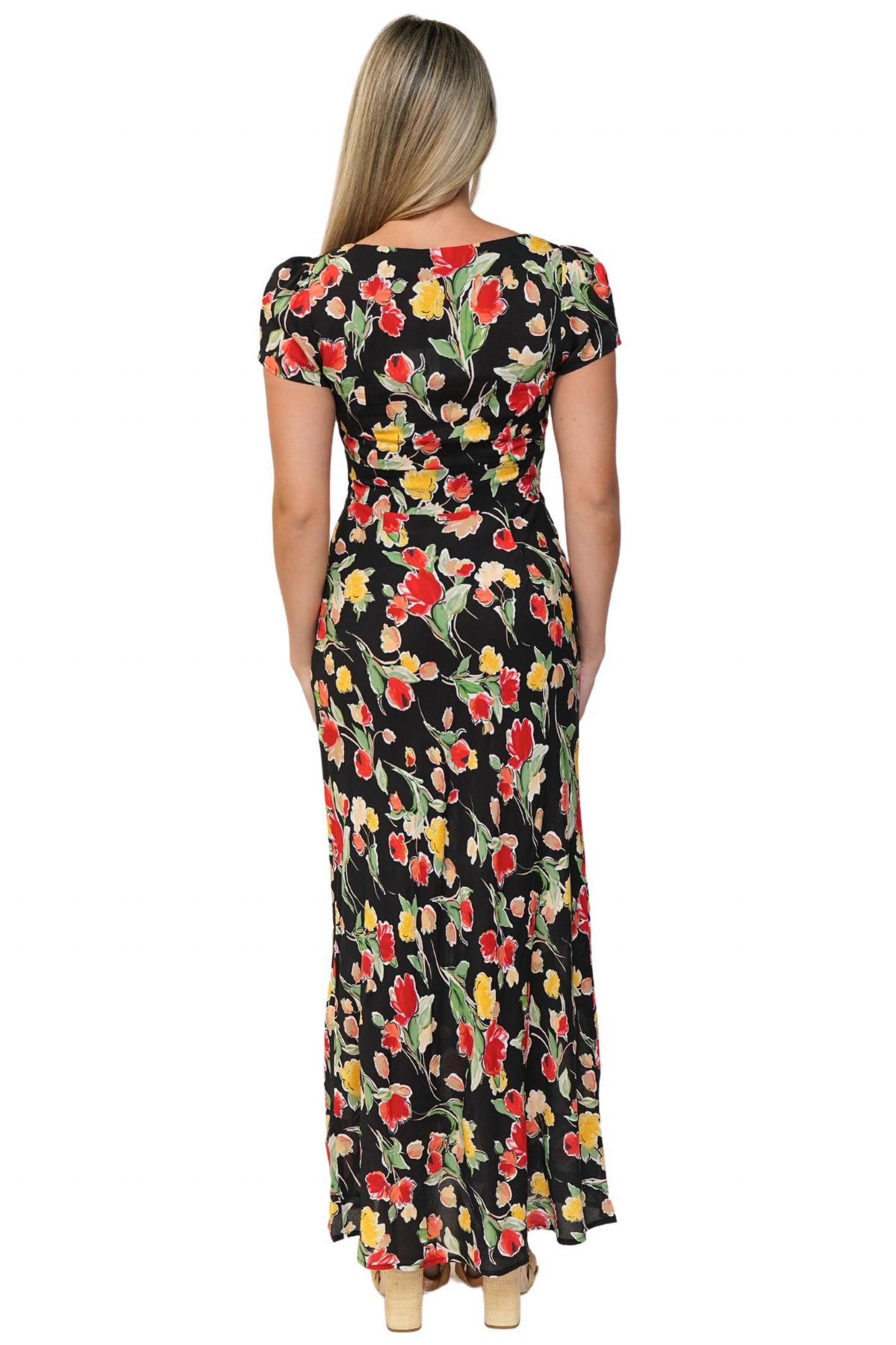 Style 1-2784266598-3852 RIXO Size XS Cap Sleeve Floral Black Cocktail Dress on Queenly
