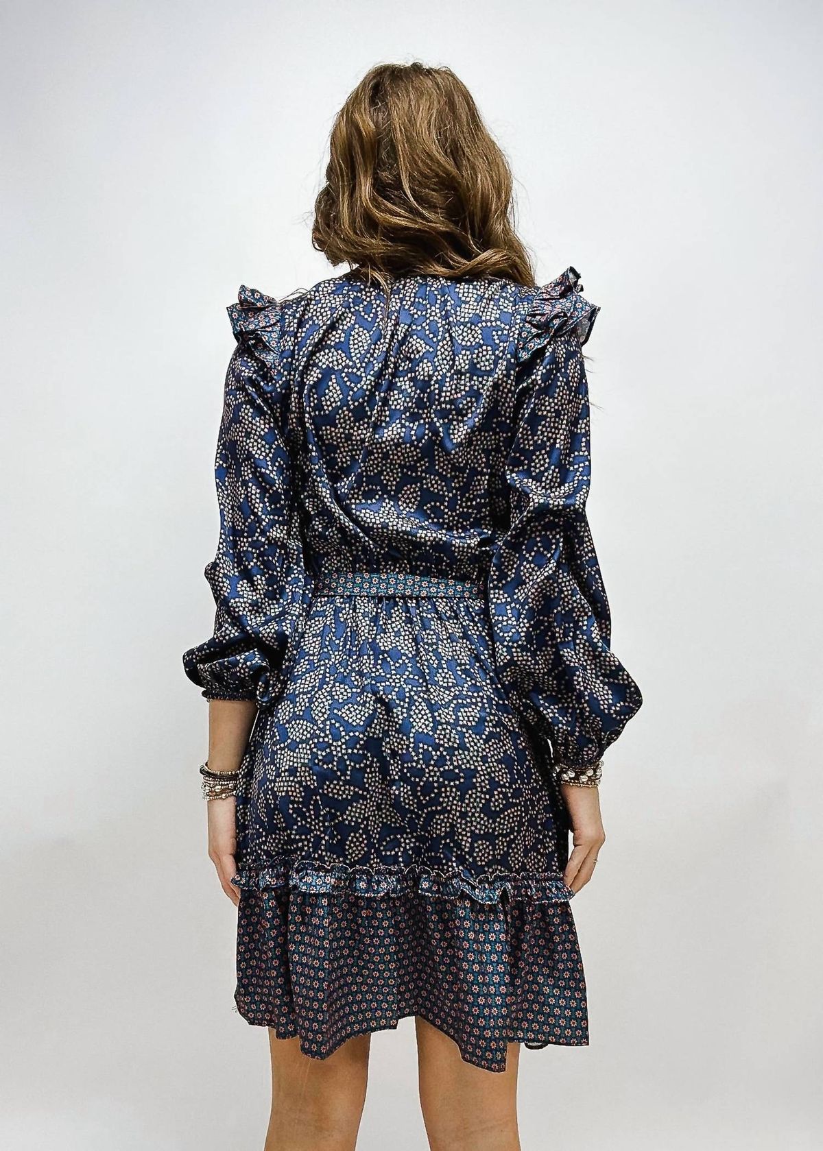 Style 1-2803577599-2901 current air Size M Long Sleeve Floral Navy Blue Cocktail Dress on Queenly