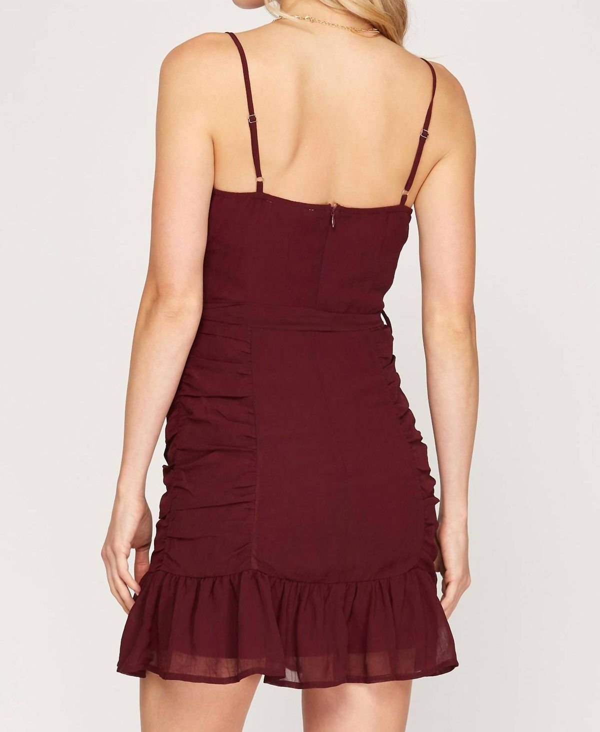 Style 1-2911770522-2791 SHE + SKY Size L Burgundy Red Cocktail Dress on Queenly