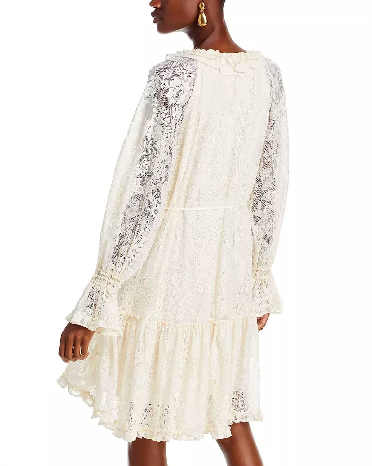 Style 1-3375209742-2901 KOBI HALPERIN Size M Long Sleeve Lace White Cocktail Dress on Queenly