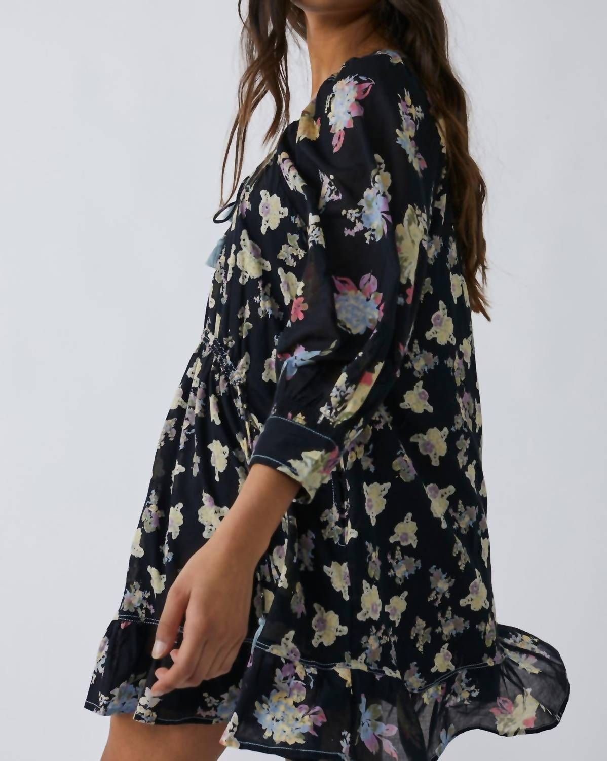 Style 1-3488119827-3472 Free People Size S Floral Black Cocktail Dress on Queenly