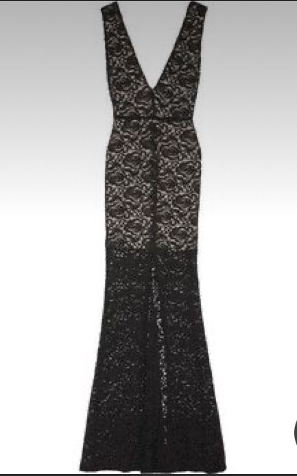 Alice and Olivia Size 2 Prom Plunge Lace Black Mermaid Dress on Queenly