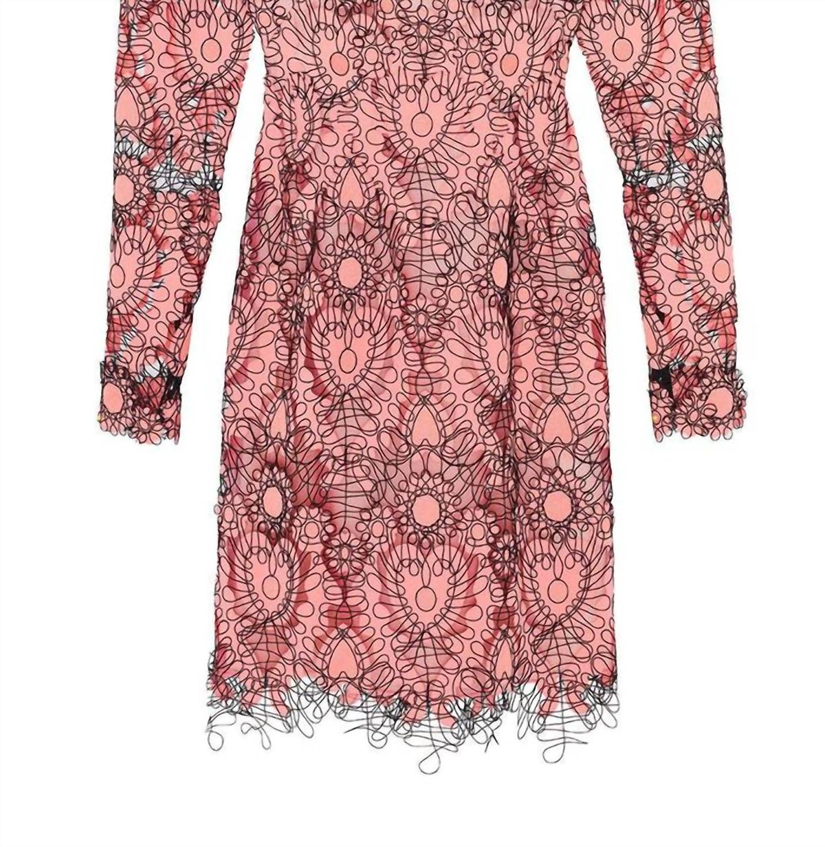 Style 1-3981124426-1901 Lela Rose Size 6 Long Sleeve Lace Pink Cocktail Dress on Queenly