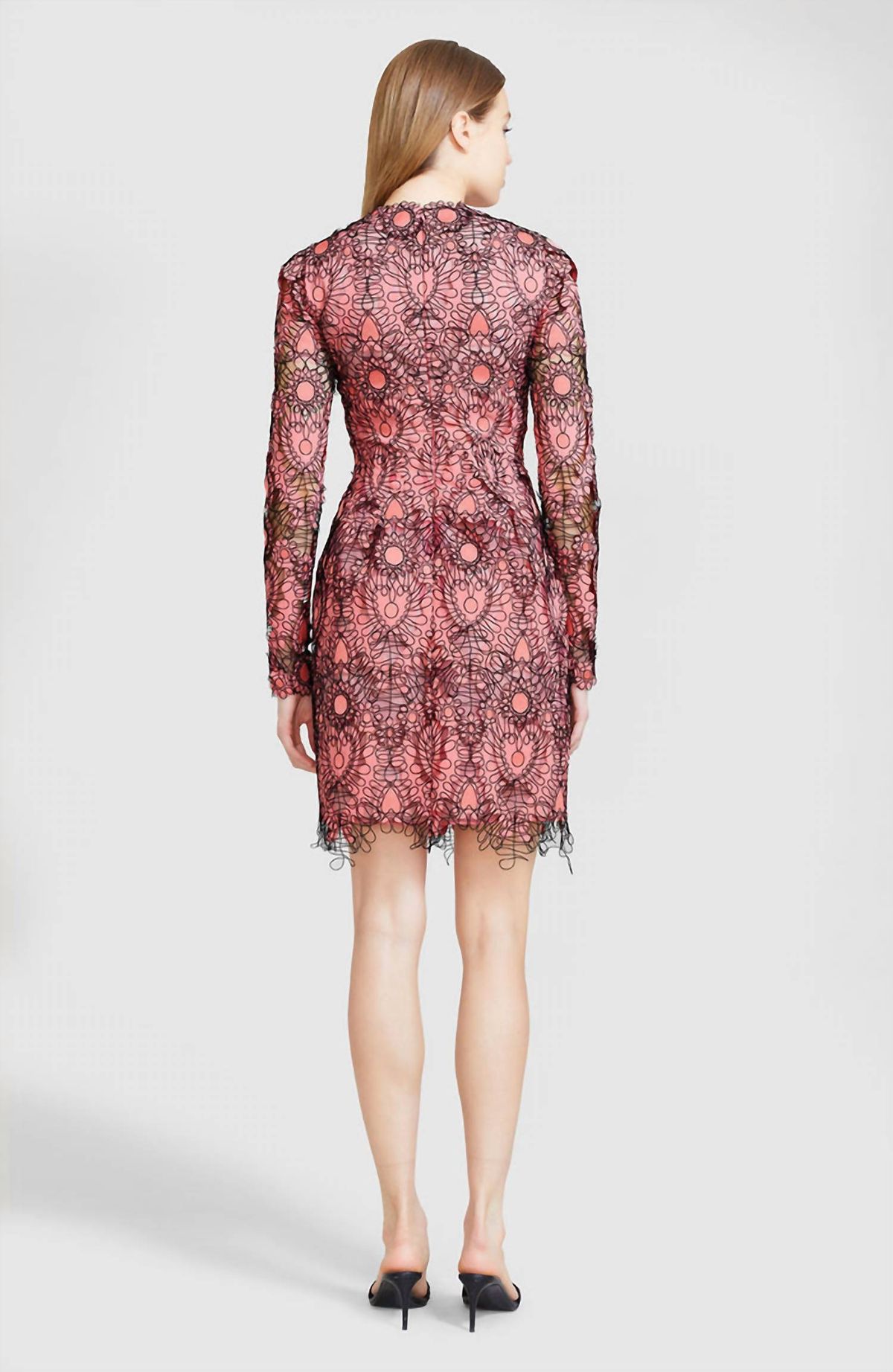 Style 1-3981124426-1901 Lela Rose Size 6 Long Sleeve Lace Pink Cocktail Dress on Queenly
