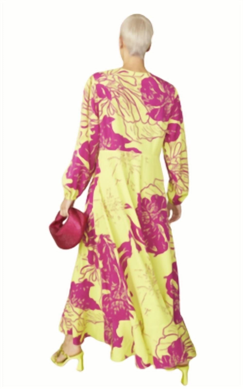 Style 1-4138279075-2892 JAYLEY Size L Long Sleeve Floral Yellow Floor Length Maxi on Queenly