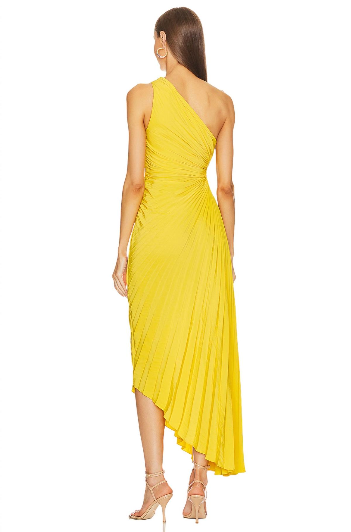 Style 1-4181908885-1498 A.L.C. Size 4 One Shoulder Yellow Side Slit Dress on Queenly