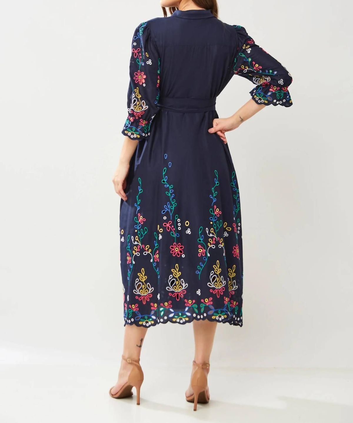 Style 1-4210751077-1668 Marie Mercié Plus Size 46 Long Sleeve Navy Blue Floor Length Maxi on Queenly