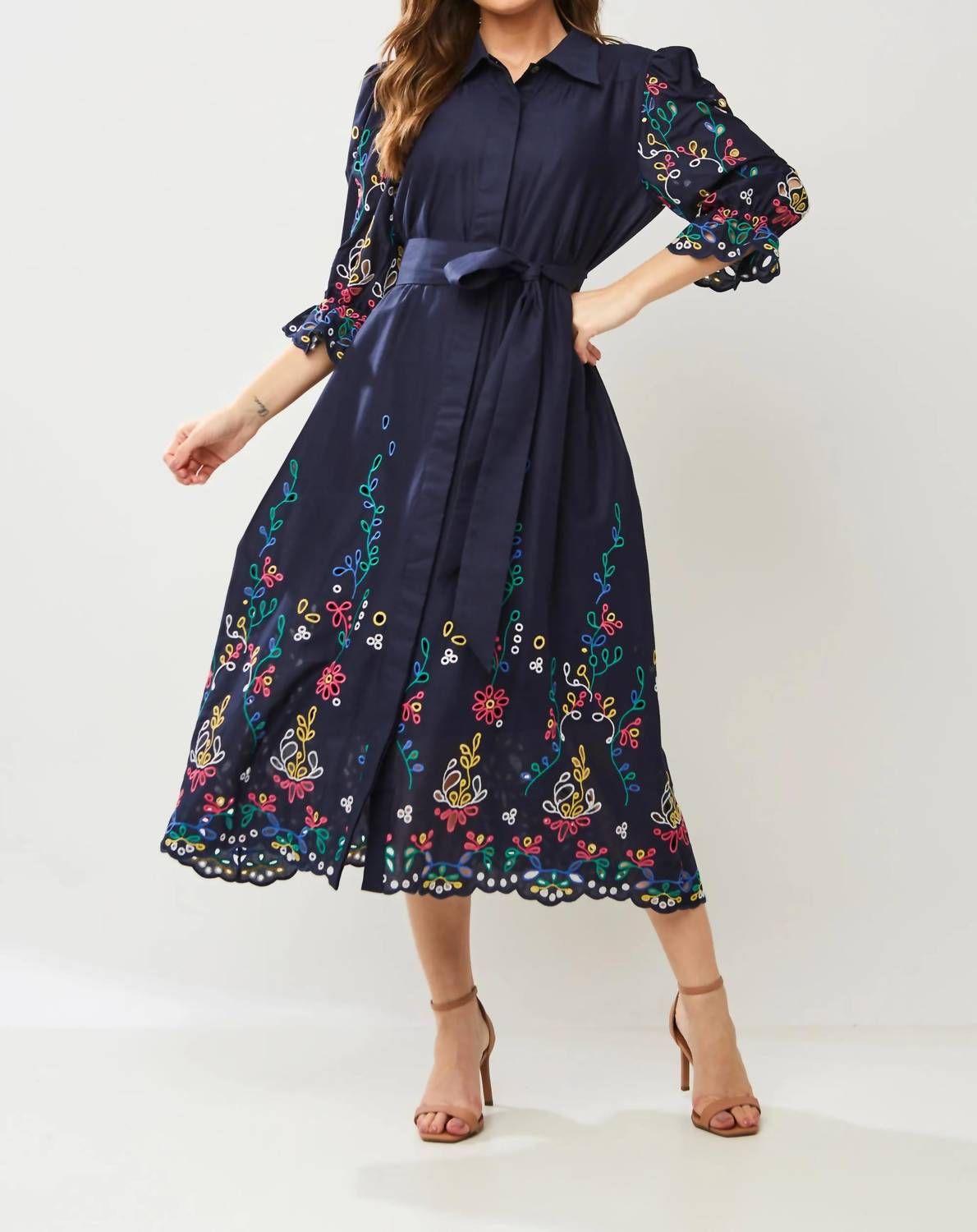 Style 1-4210751077-1668 Marie Mercié Plus Size 46 Long Sleeve Navy Blue Floor Length Maxi on Queenly