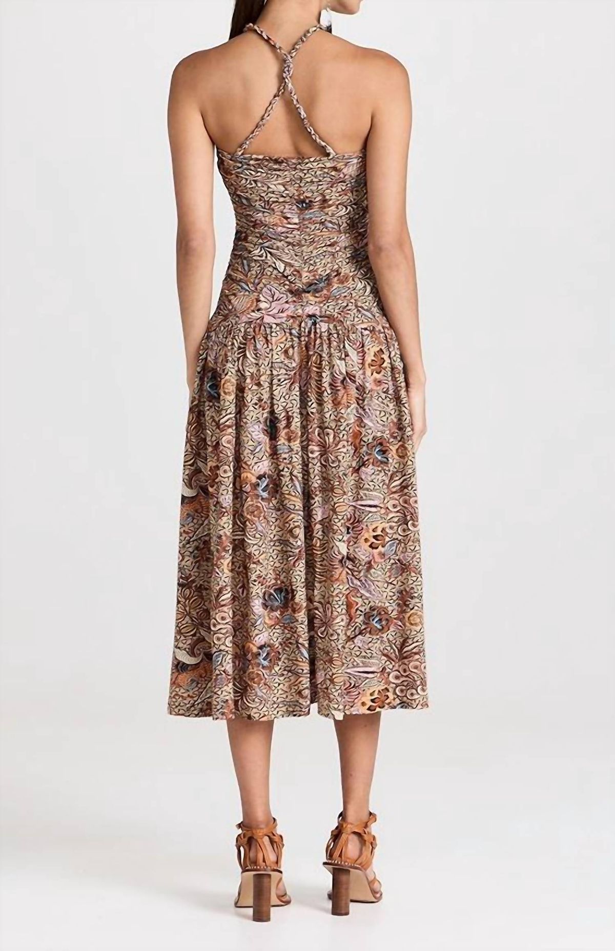 Style 1-699428665-1498 Ulla Johnson Size 4 Halter Floral Nude Cocktail Dress on Queenly