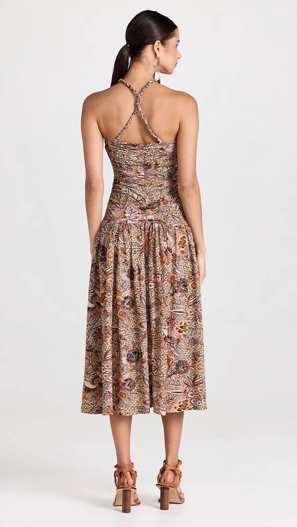 Style 1-699428665-1498 Ulla Johnson Size 4 Halter Floral Nude Cocktail Dress on Queenly