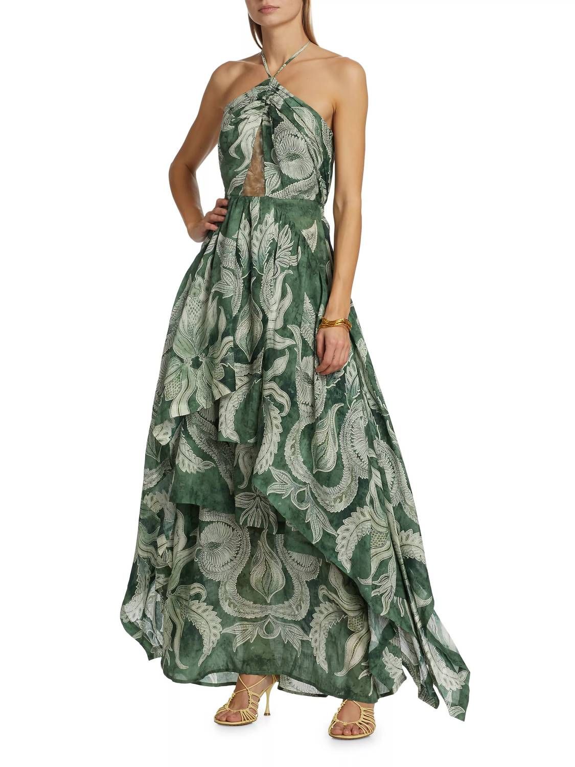 Style 1-1254469416-1901 BEATRIZ CAMACHO Size 6 Pageant Halter Green Floor Length Maxi on Queenly