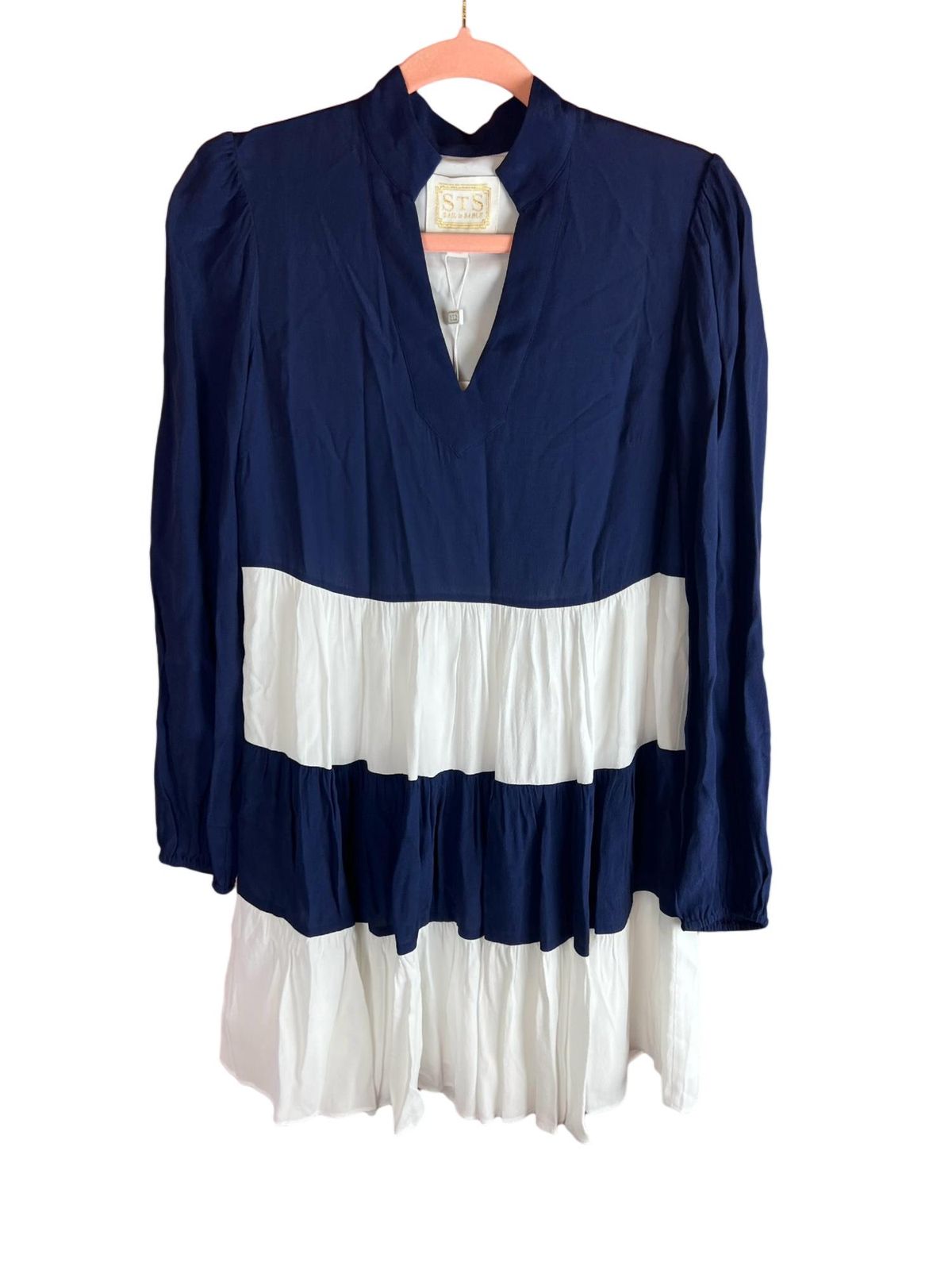 Style 1-134463055-2696 SAIL to SABLE Size L Long Sleeve Navy Blue Cocktail Dress on Queenly