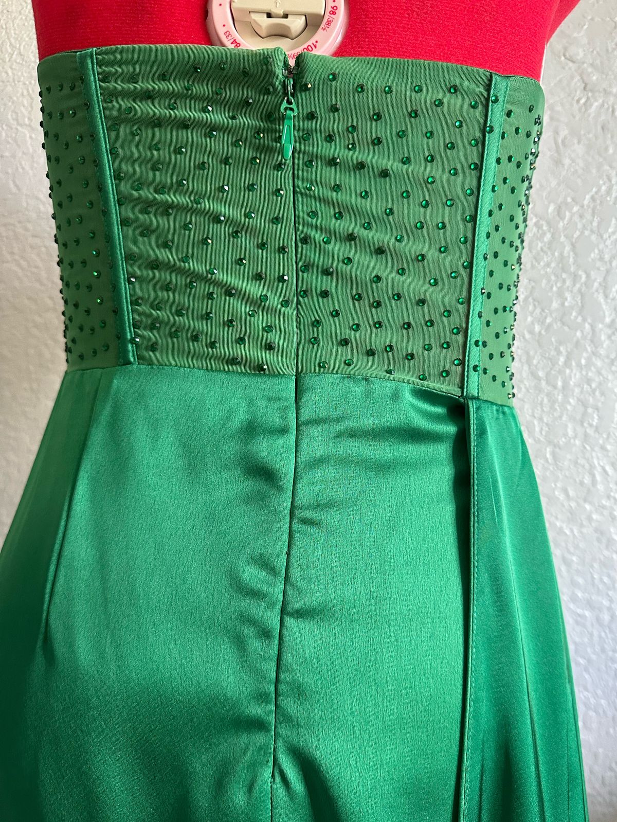 Miss Circle Size L Prom Strapless Green Side Slit Dress on Queenly