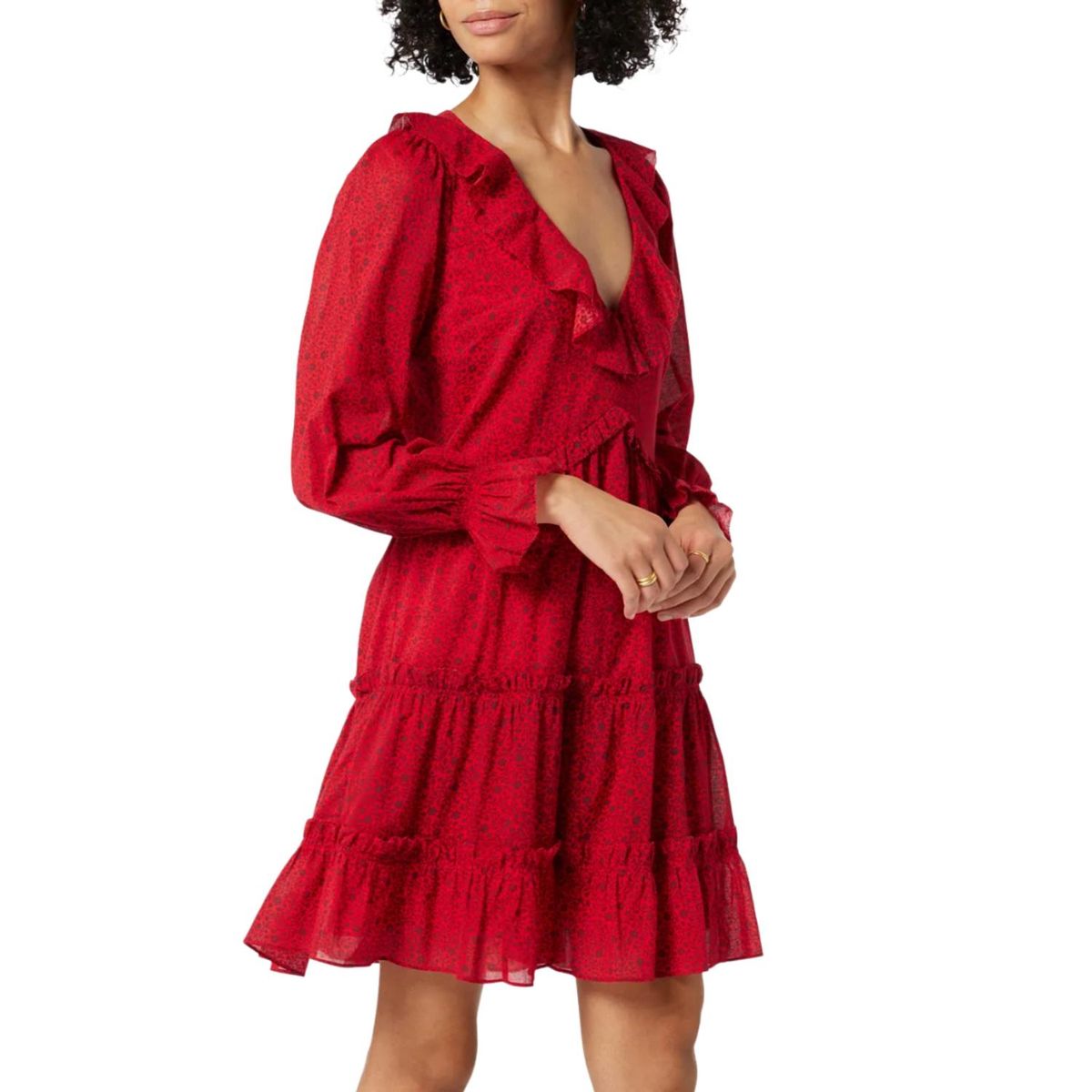 Style 1-137059847-5 Joie Size 0 Long Sleeve Satin Red Cocktail Dress on Queenly