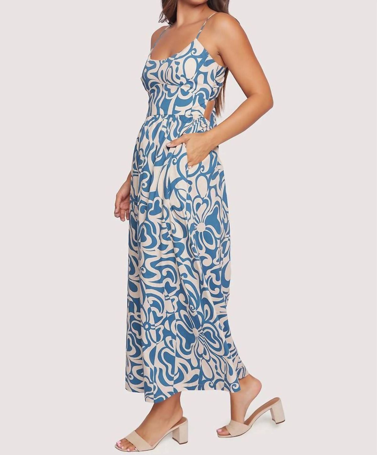 Style 1-1525185862-2791 LOST + WANDER Size L Floral Blue Floor Length Maxi on Queenly