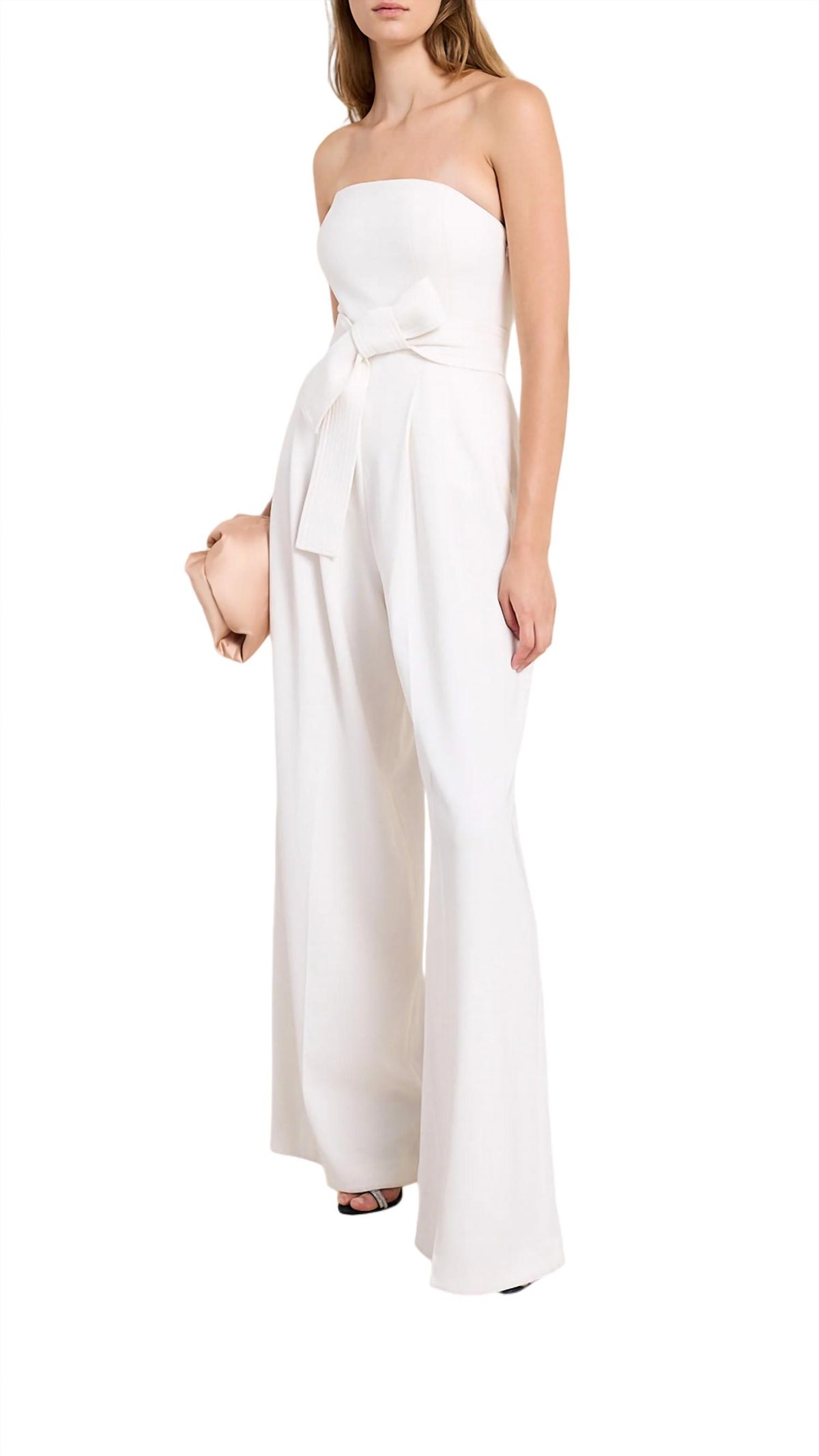 Style 1-1545364848-3321 A.L.C. Size 0 Strapless Sequined White Formal Jumpsuit on Queenly