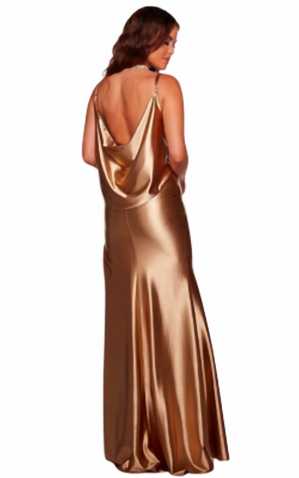 Style 1-1743891710-2168 ALYCE PARIS Size 8 Prom Satin Gold Floor Length Maxi on Queenly