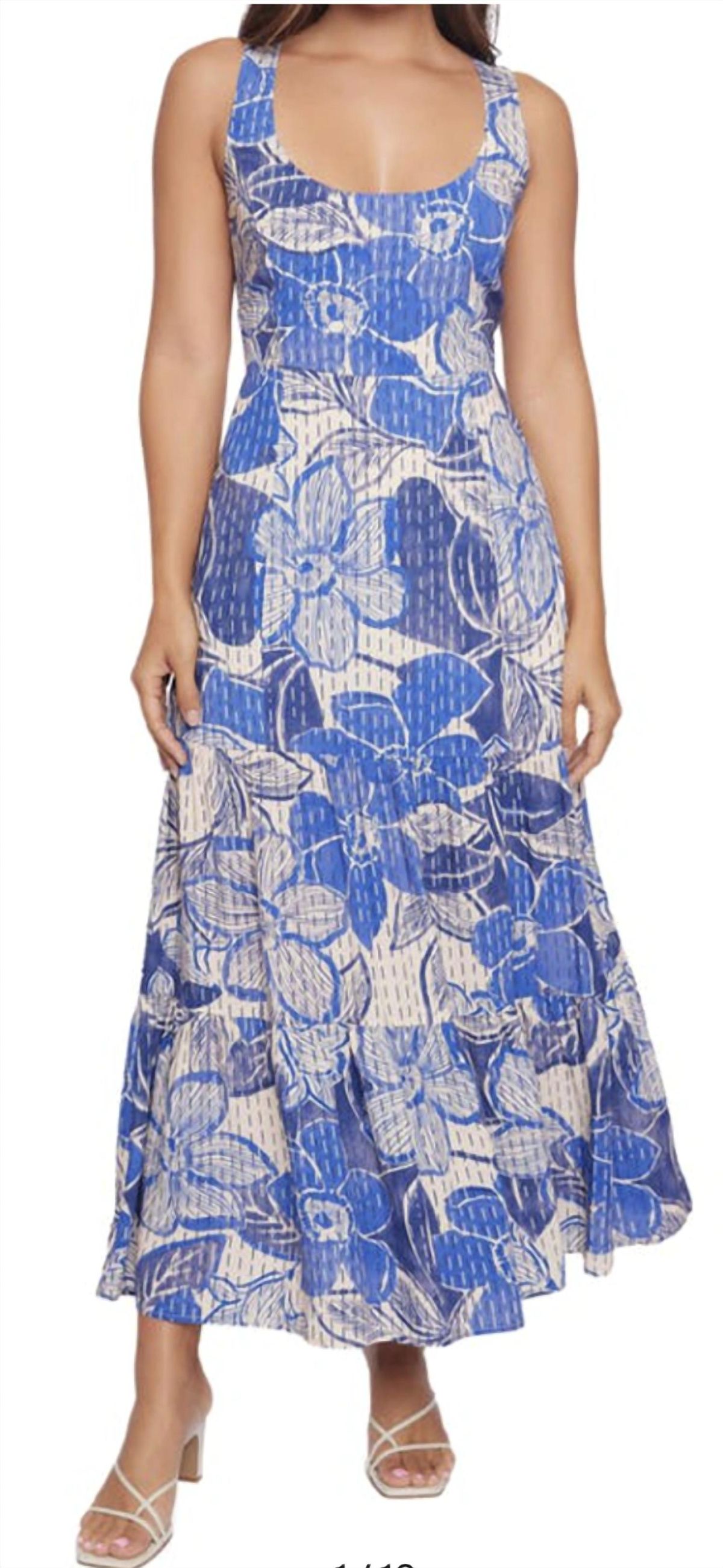 Style 1-1749899081-2696 LOST + WANDER Size L Floral Blue Floor Length Maxi on Queenly