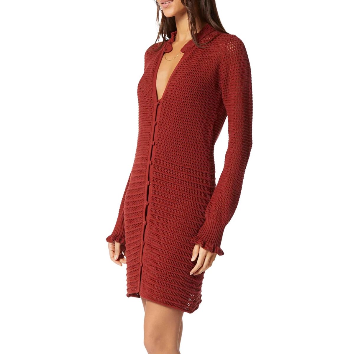 Style 1-1846668093-2901 Joie Size M Long Sleeve Red Cocktail Dress on Queenly